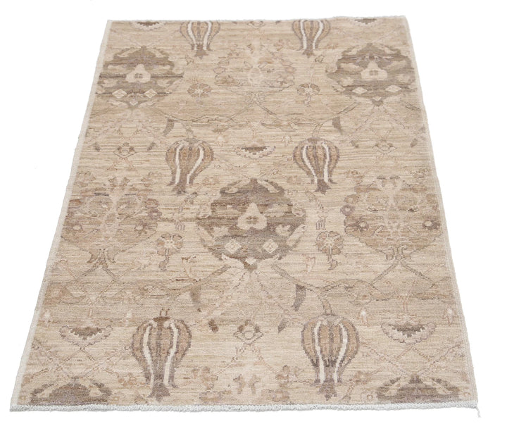 Brown Afghan Ziegler Rug 2' 8" x 3' 10" Hand-Knotted | No. AT57294