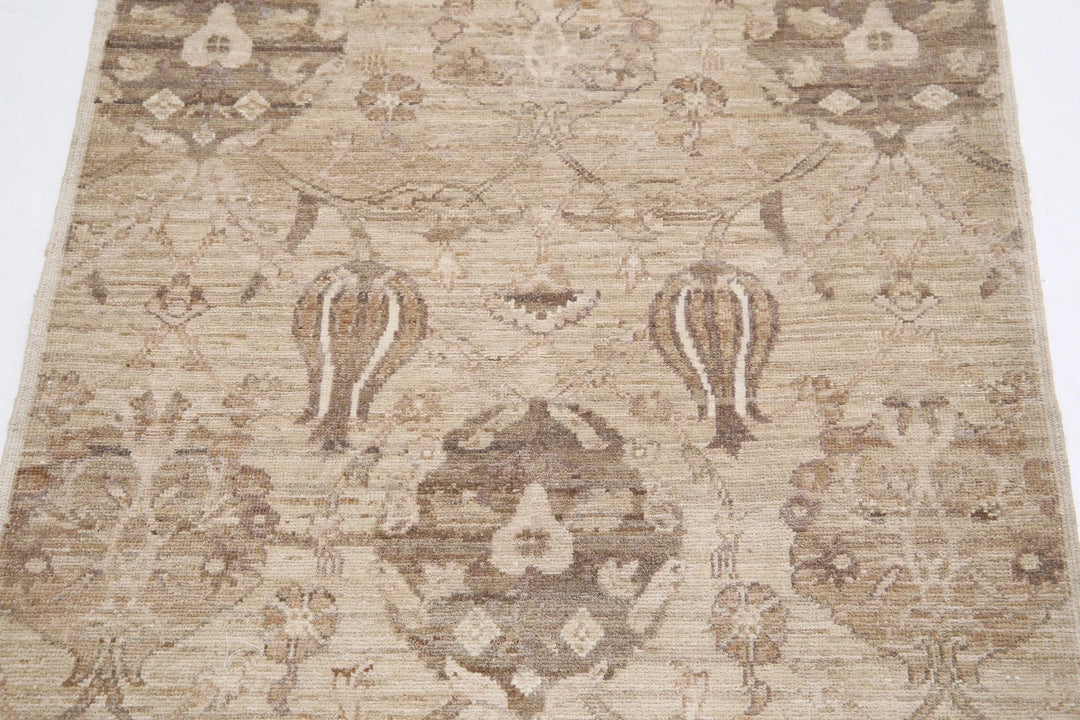 Brown Afghan Ziegler Rug 2' 8" x 3' 10" Hand-Knotted | No. AT57294