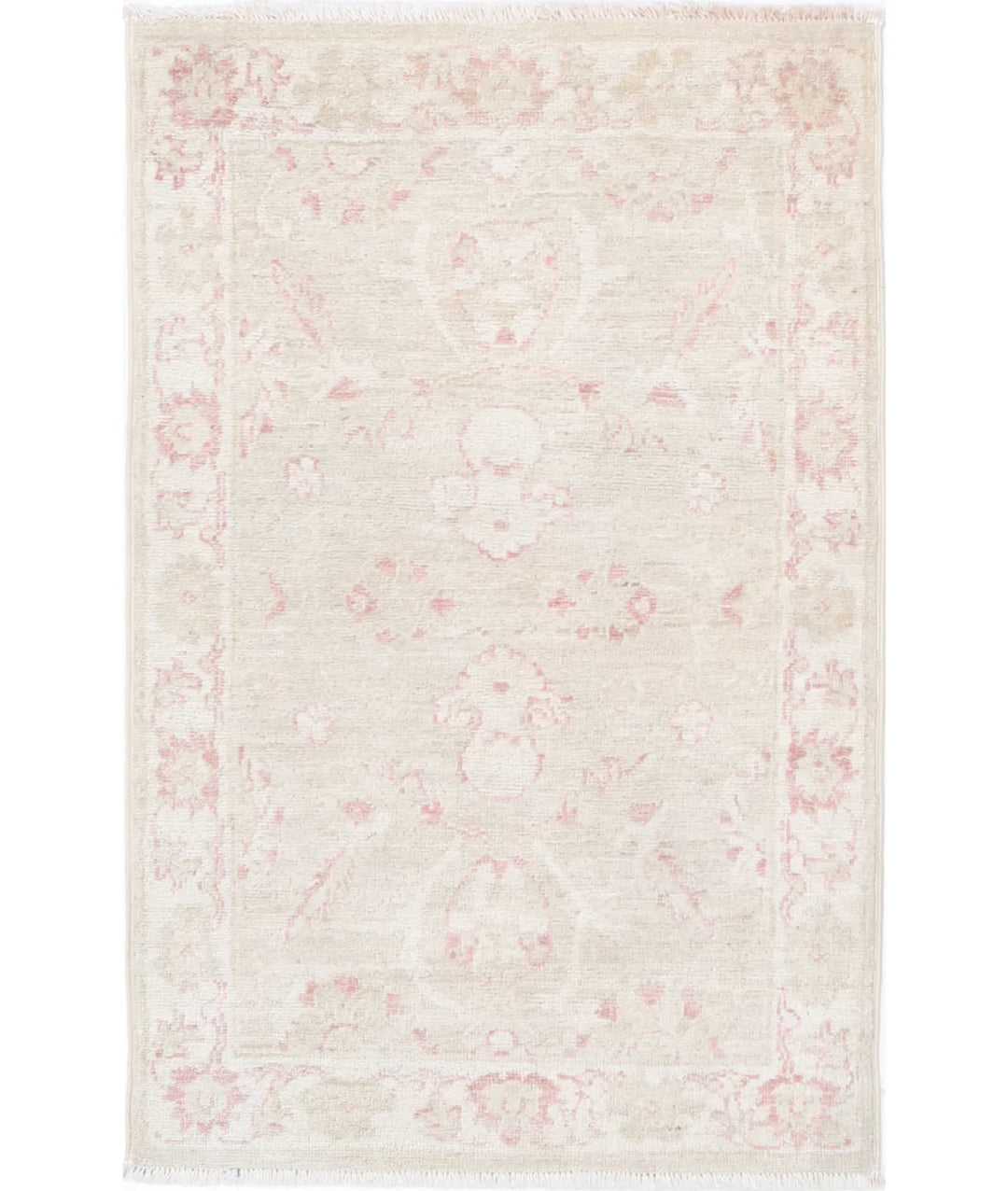 Ivory Afghan Serenity Rug 2' 0" x 3' 1" Hand-Knotted | No. AT57312