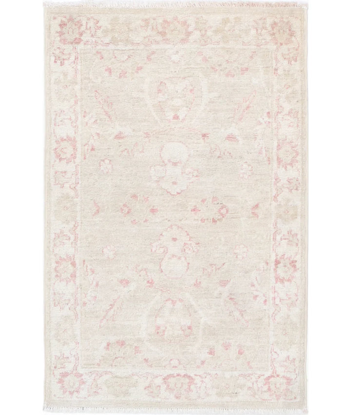 Ivory Afghan Serenity Rug 2' 0" x 3' 1" Hand-Knotted | No. AT57312