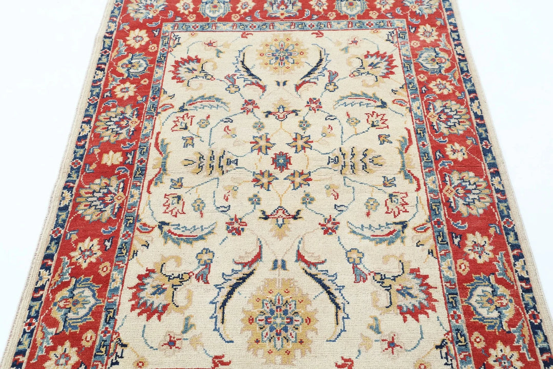 Afghan Ziegler Rug 4' 0" x 5' 8" Hand-Knotted | No. AT57476