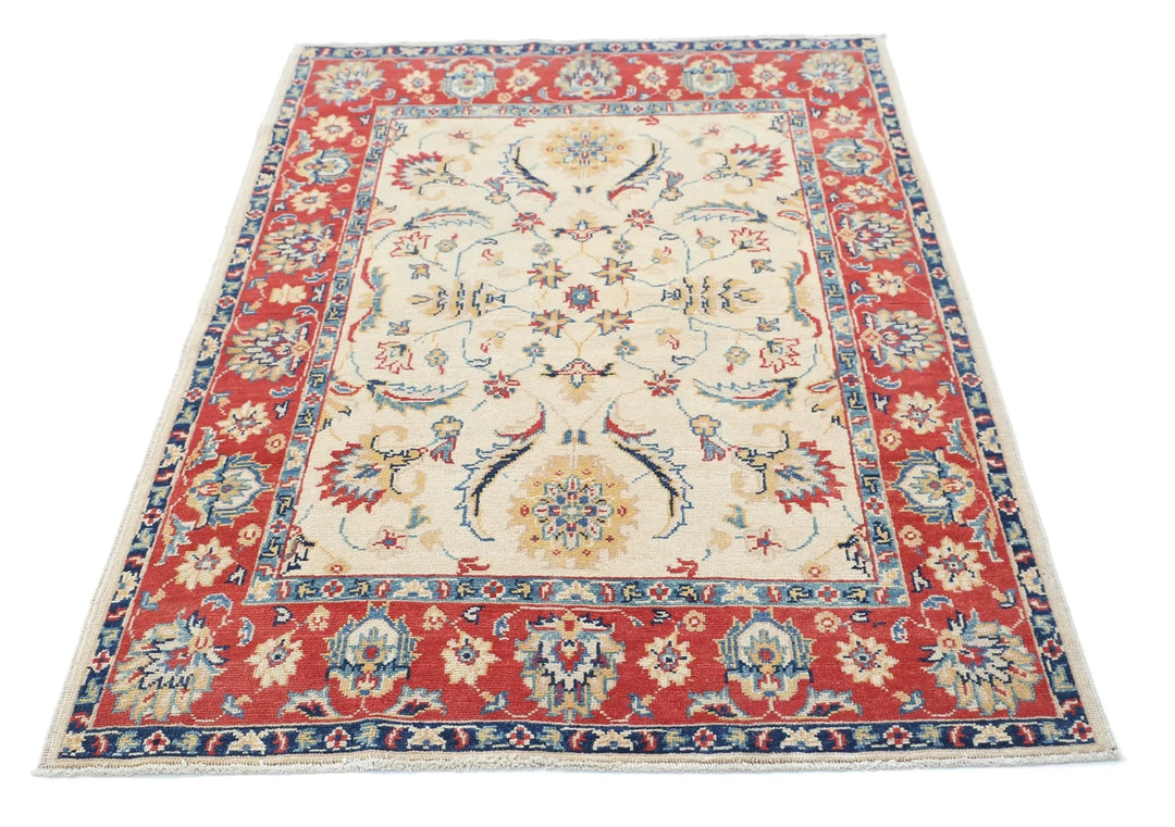 Afghan Ziegler Rug 4' 0" x 5' 8" Hand-Knotted | No. AT57476