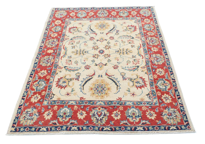 Afghan Ziegler Rug 4' 0" x 5' 8" Hand-Knotted | No. AT57476