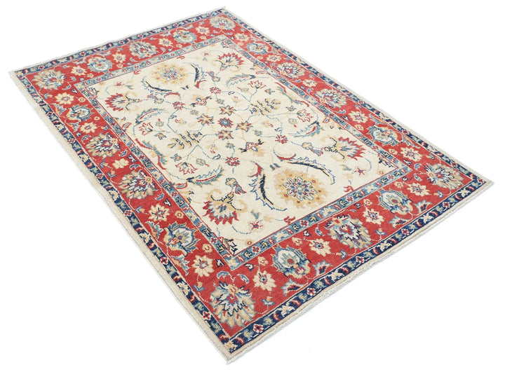 Afghan Ziegler Rug 4' 0" x 5' 8" Hand-Knotted | No. AT57476