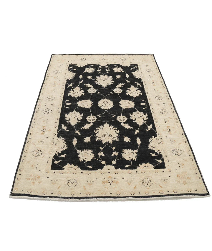 Black Afghan Ziegler Rug 3' 11" x 6' 0" Hand-Knotted | No. AT575110