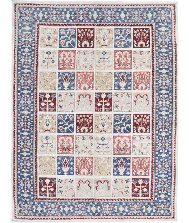 Afghan Bakhtiari Rug 5' 6" x 7' 7" Hand-Knotted | No. AT57531