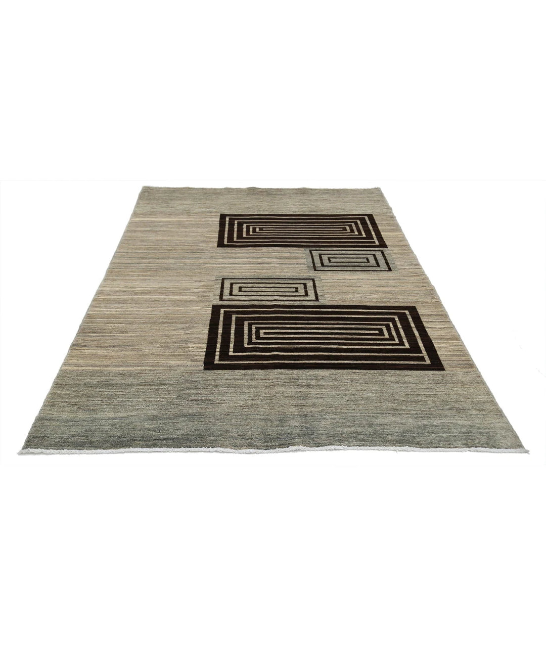 Afghan Modcar Rug 5' 6" x 7' 9" Hand-Knotted | No. AT57572
