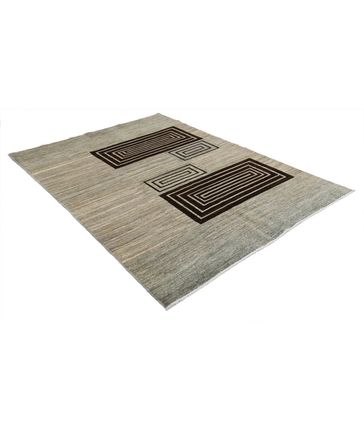 Afghan Modcar Rug 5' 6" x 7' 9" Hand-Knotted | No. AT57572