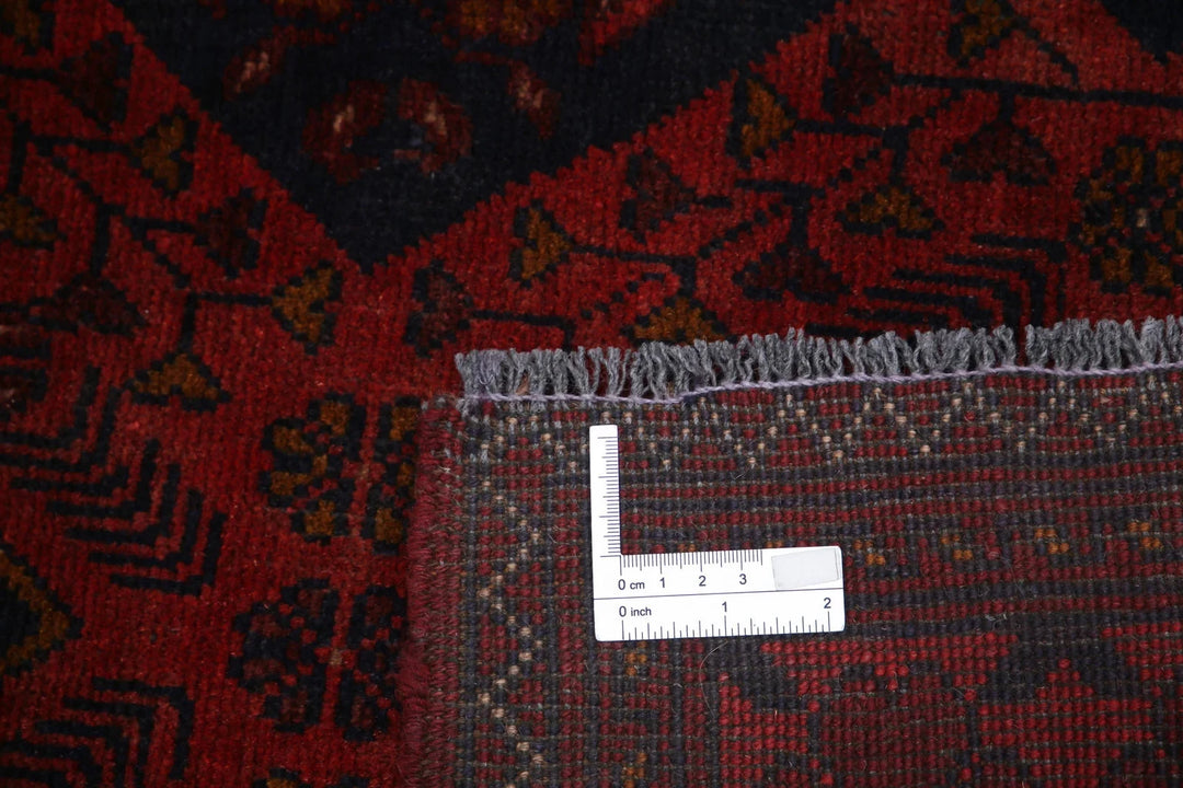 Red Afghan Tribal Rug 4' 2" x 6' 3" Hand-Knotted | No. AT57600