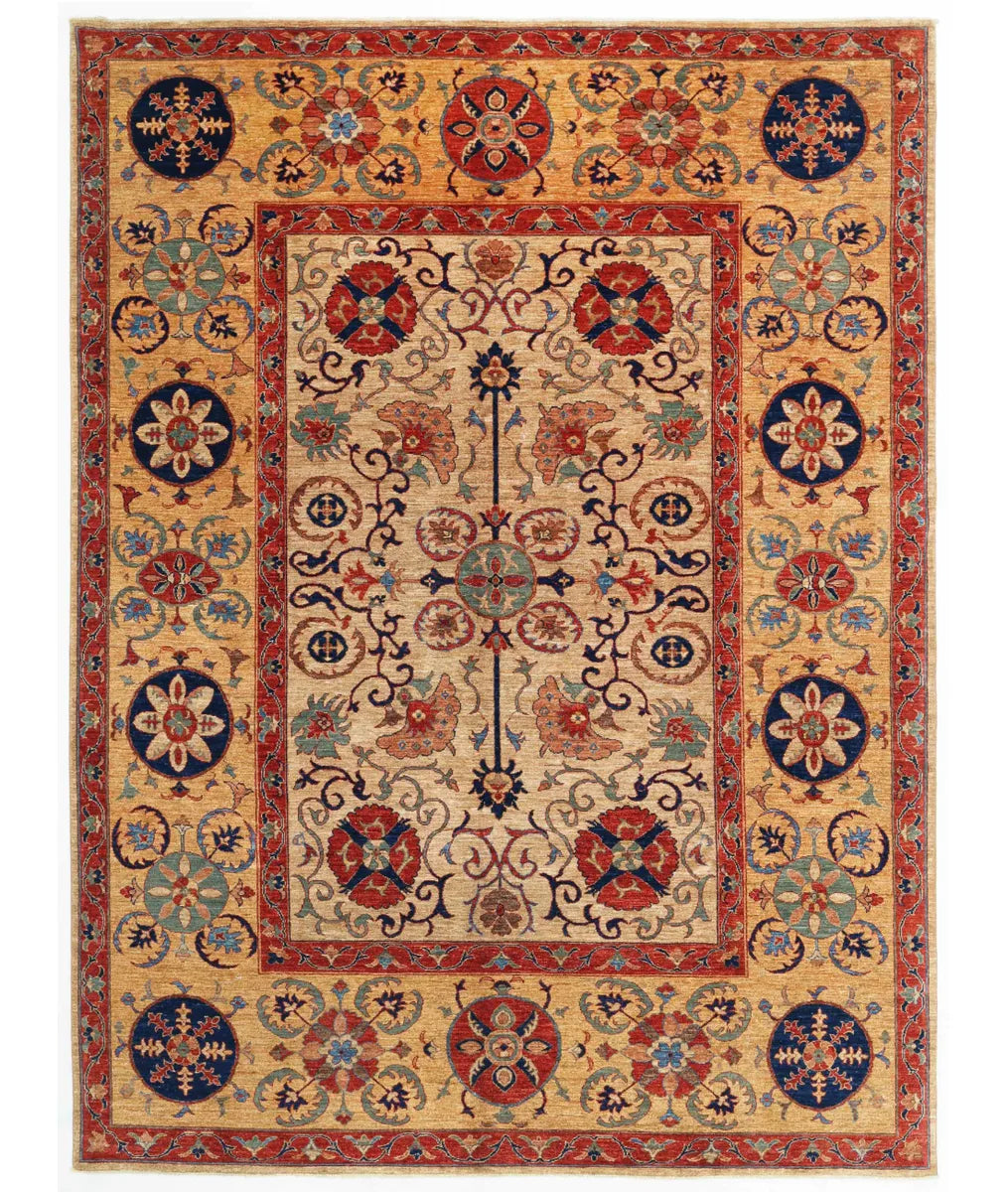 Ivory Afghan Tribal Rug 8' 11" x 11' 11" Hand-Knotted | No. AT577319