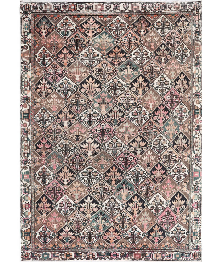 Brown Persian Oriental Rug 6' 7" x 9' 6" Hand-Knotted | No. AT57735