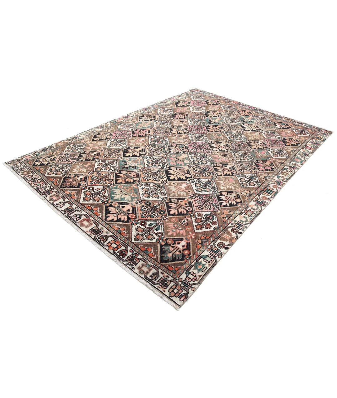 Brown Persian Oriental Rug 6' 7" x 9' 6" Hand-Knotted | No. AT57735