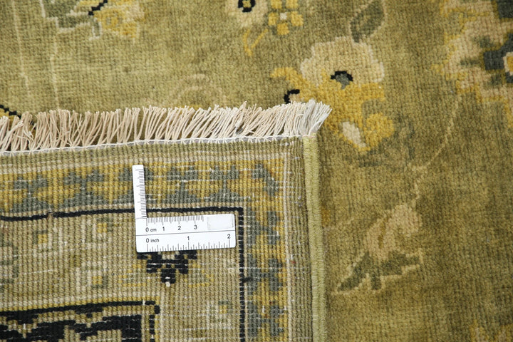 Green Black Indian Ziegler Rug 7' 9" x 9' 4" Hand-Knotted | No. AT57793