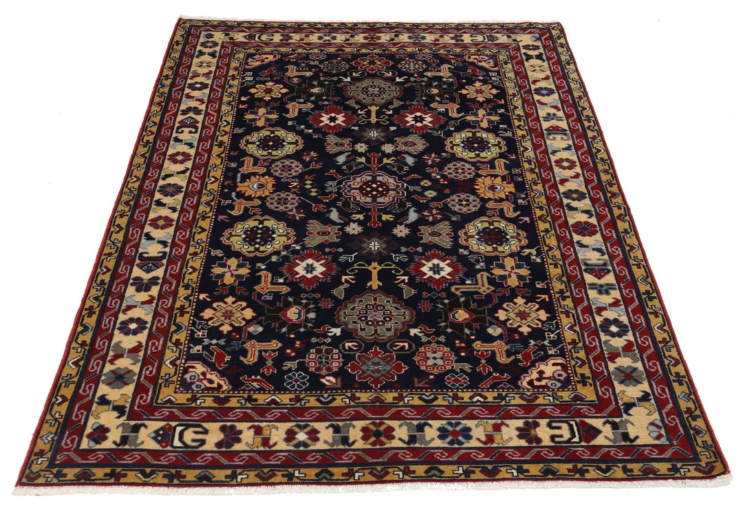 Turkish Royal Kazak Rug 4' 3" x 5' 9" Hand-Knotted | No. AT57831