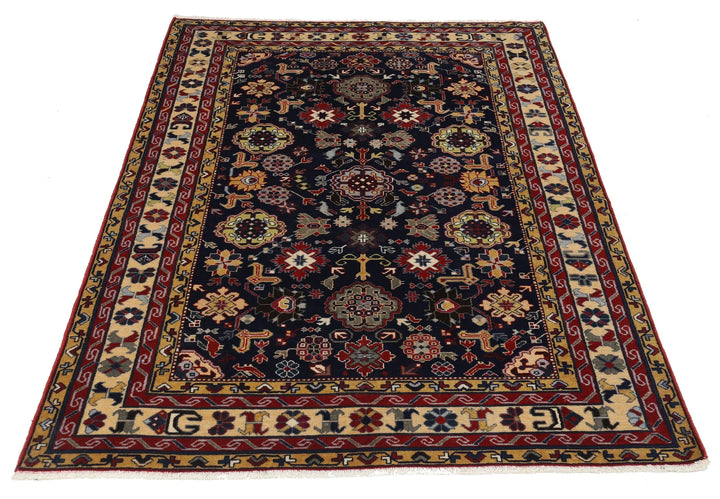 Turkish Royal Kazak Rug 4' 3" x 5' 9" Hand-Knotted | No. AT57831