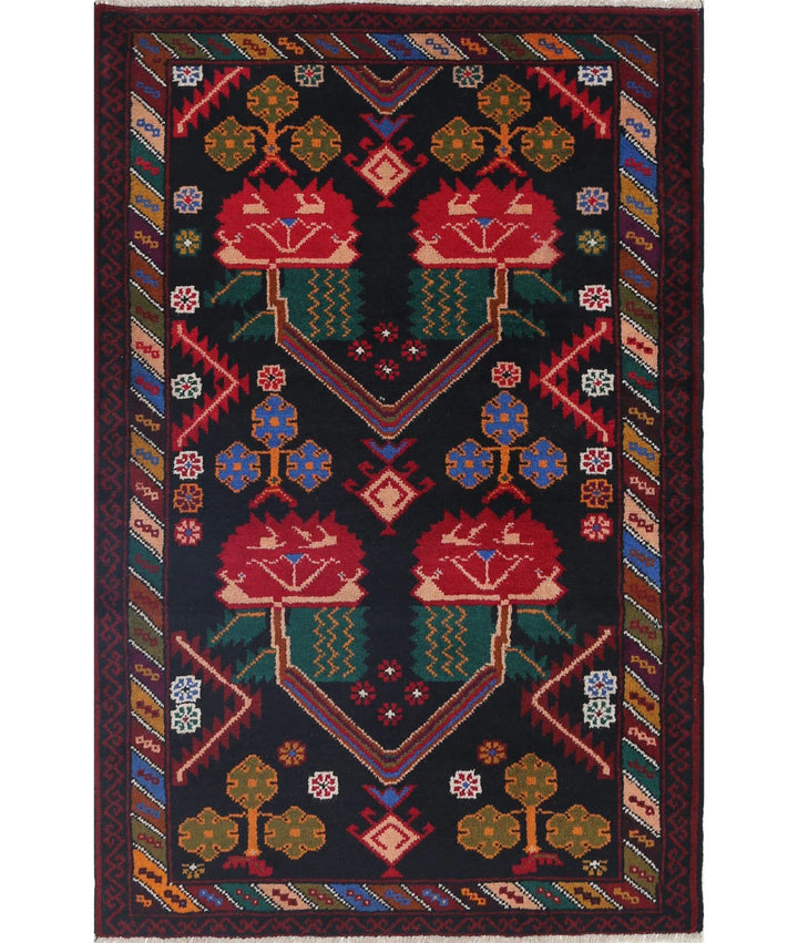 Red Afghan Tribal Rug 2' 11" x 4' 5" Hand-Knotted | No. AT57839