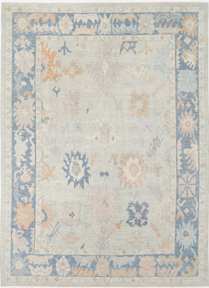 Blue Afghan Oushak Rug 10' 4" x 14' 2" Hand-Knotted | No. AT57968