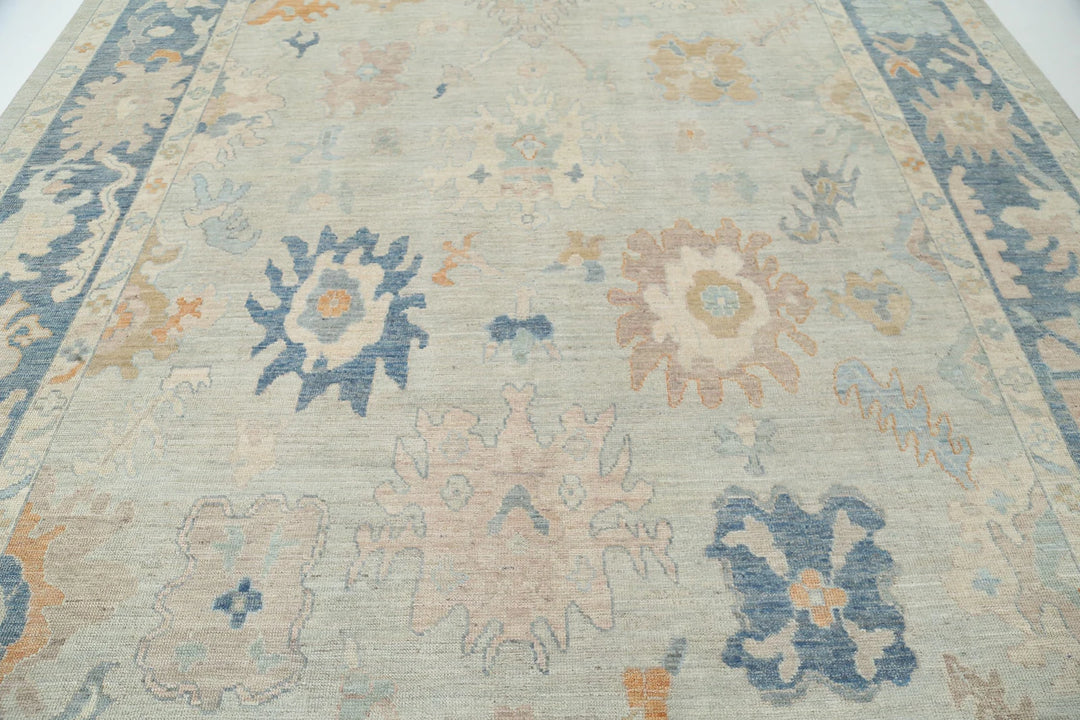 Blue Afghan Oushak Rug 10' 4" x 14' 2" Hand-Knotted | No. AT57968