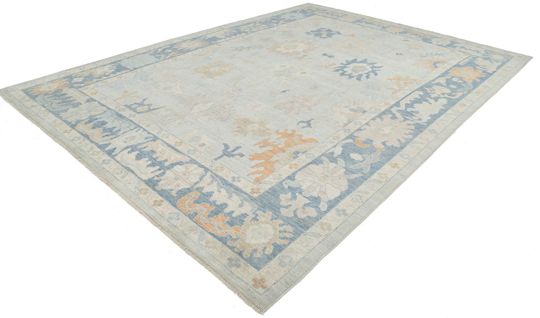 Blue Afghan Oushak Rug 10' 4" x 14' 2" Hand-Knotted | No. AT57968