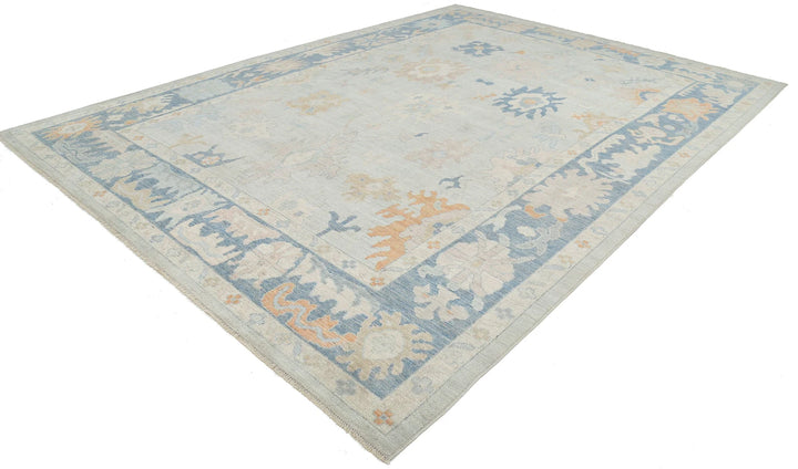 Blue Afghan Oushak Rug 10' 4" x 14' 2" Hand-Knotted | No. AT57968