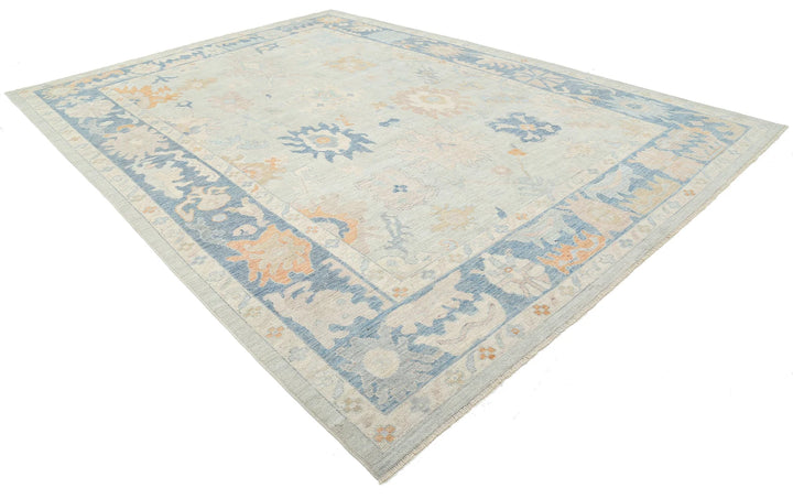 Blue Afghan Oushak Rug 10' 4" x 14' 2" Hand-Knotted | No. AT57968