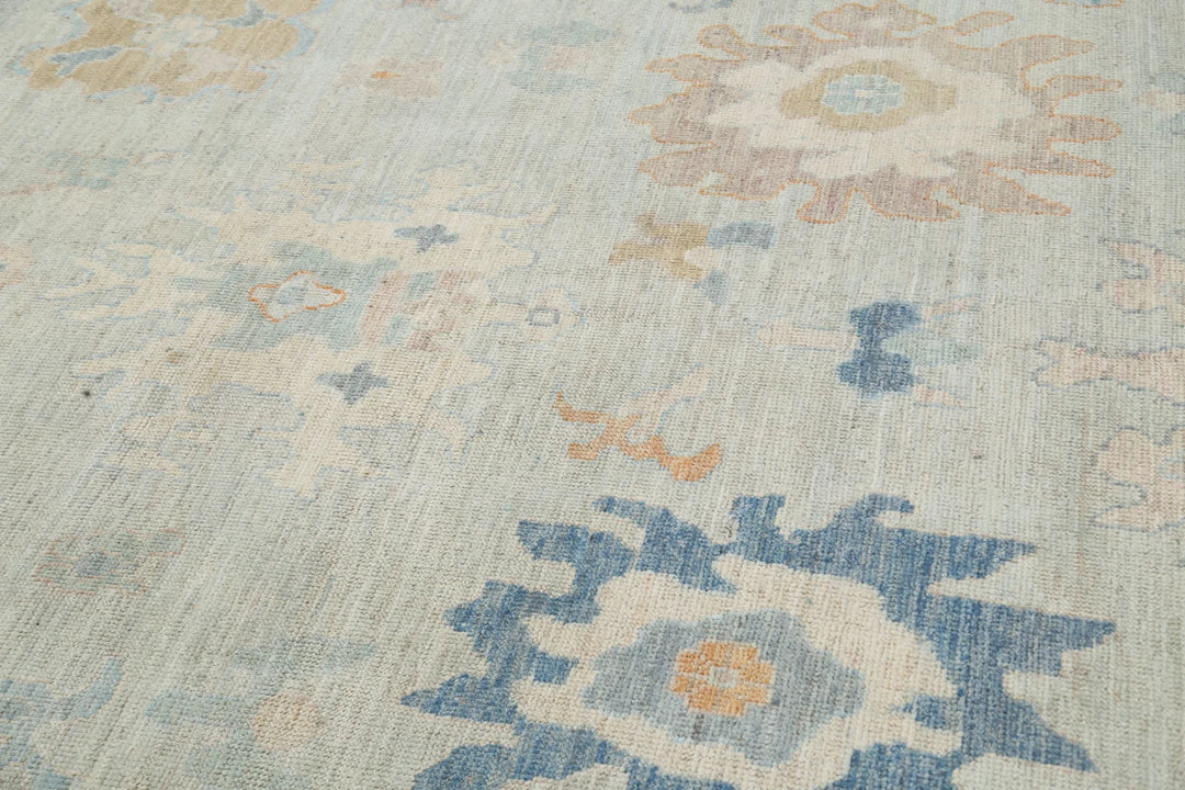Blue Afghan Oushak Rug 10' 4" x 14' 2" Hand-Knotted | No. AT57968
