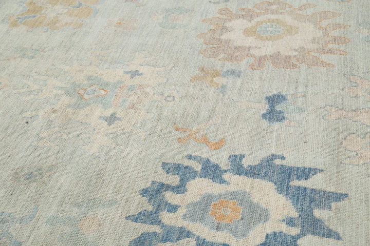 Blue Afghan Oushak Rug 10' 4" x 14' 2" Hand-Knotted | No. AT57968