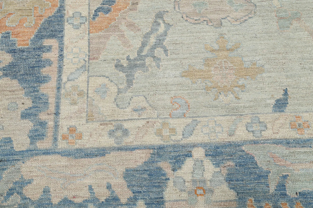 Blue Afghan Oushak Rug 10' 4" x 14' 2" Hand-Knotted | No. AT57968