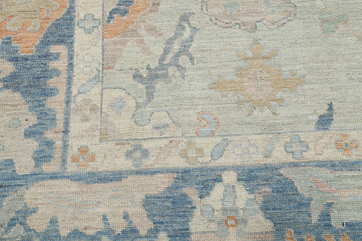 Blue Afghan Oushak Rug 10' 4" x 14' 2" Hand-Knotted | No. AT57968