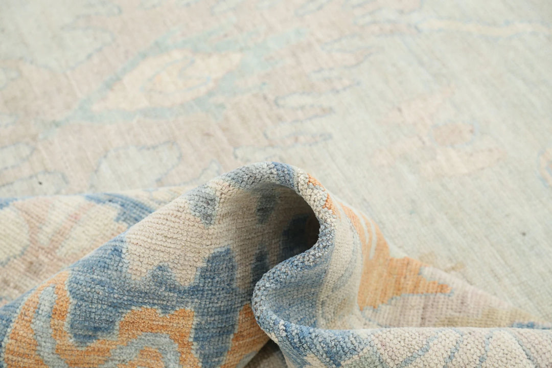 Blue Afghan Oushak Rug 10' 4" x 14' 2" Hand-Knotted | No. AT57968