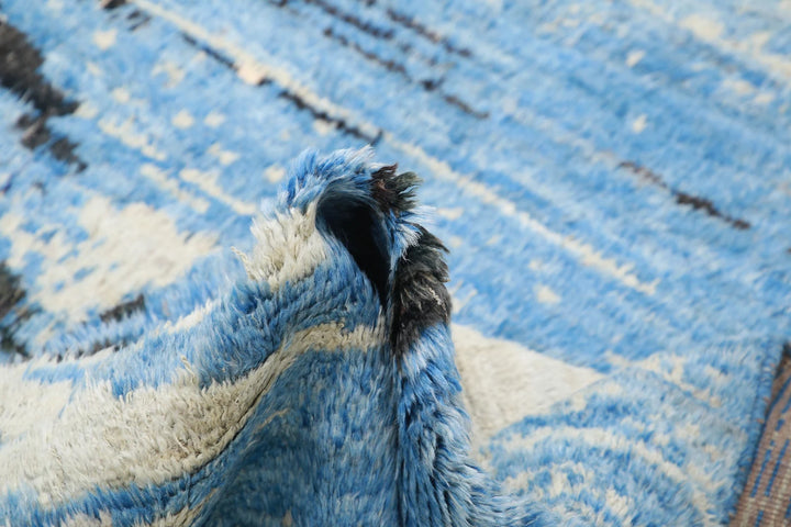 Blue Afghan Tribal Rug 6' 3" x 9' 8" Hand-Knotted | No. AT58049