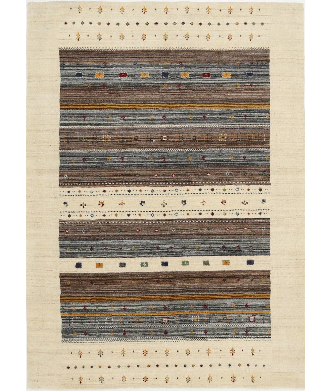 Ivory Indian Lori Rug 5' 8" x 7' 10" Hand-Knotted | No. AT580680