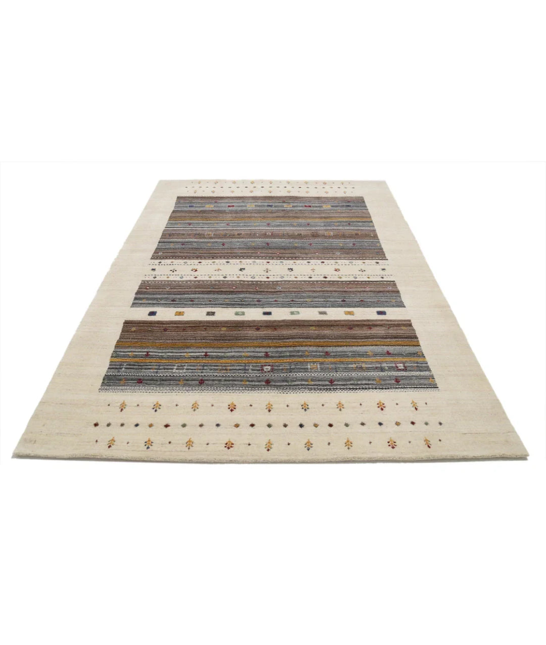 Ivory Indian Lori Rug 5' 8" x 7' 10" Hand-Knotted | No. AT580680