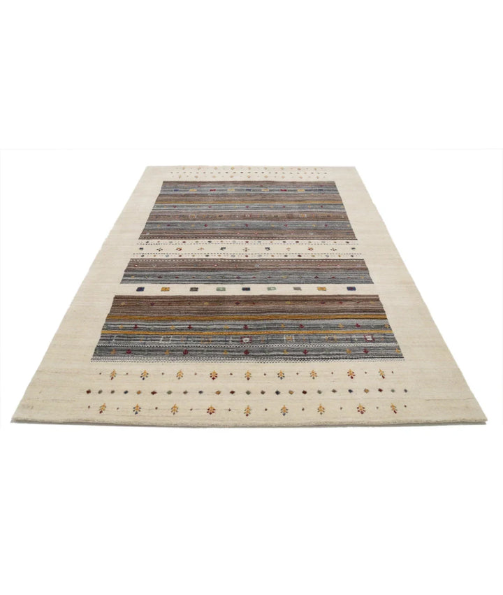 Ivory Indian Lori Rug 5' 8" x 7' 10" Hand-Knotted | No. AT580680