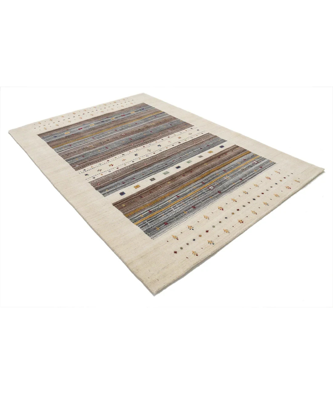 Ivory Indian Lori Rug 5' 8" x 7' 10" Hand-Knotted | No. AT580680