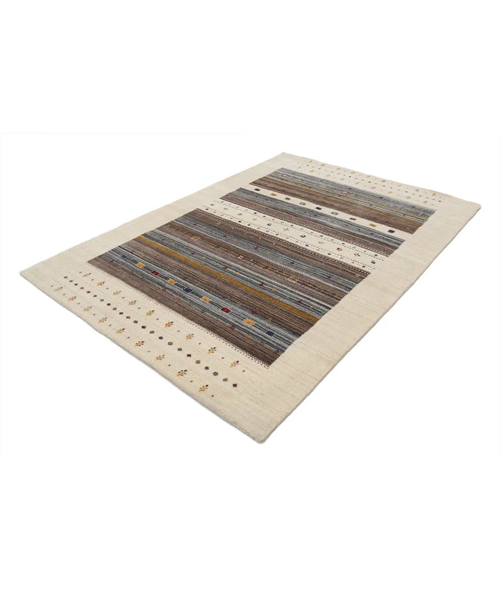 Ivory Indian Lori Rug 5' 8" x 7' 10" Hand-Knotted | No. AT580680