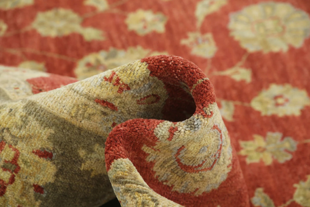 Red Grey Indian Ziegler Rug 7' 7" x 9' 10" Hand-Knotted | No. AT58078