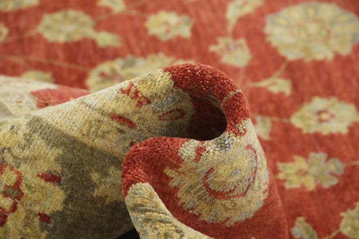 Red Grey Indian Ziegler Rug 7' 7" x 9' 10" Hand-Knotted | No. AT58078