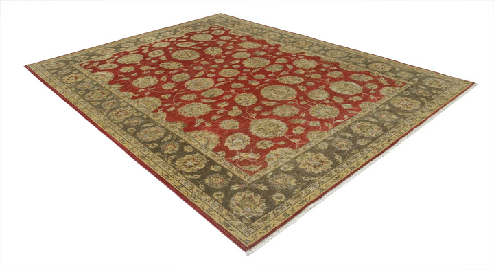 Red Grey Indian Ziegler Rug 7' 7" x 9' 10" Hand-Knotted | No. AT58078