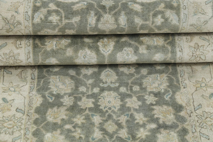 Grey Ivory Indian Ziegler Rug 2'7" x 9'11" Hand-Knotted | No. AT58193