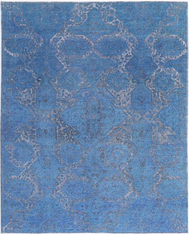 Blue Afghan Oriental Rug 7' 8" x 9' 5" Hand-Knotted | No. AT58313