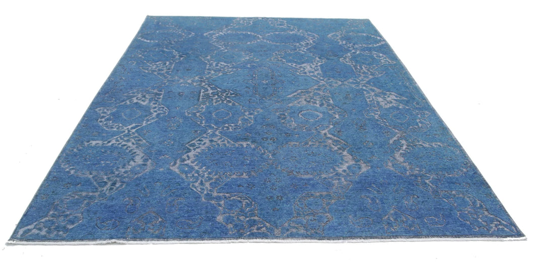 Blue Afghan Oriental Rug 7' 8" x 9' 5" Hand-Knotted | No. AT58313