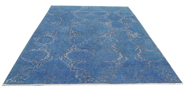 Blue Afghan Oriental Rug 7' 8" x 9' 5" Hand-Knotted | No. AT58313