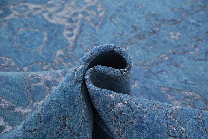 Blue Afghan Oriental Rug 7' 8" x 9' 5" Hand-Knotted | No. AT58313