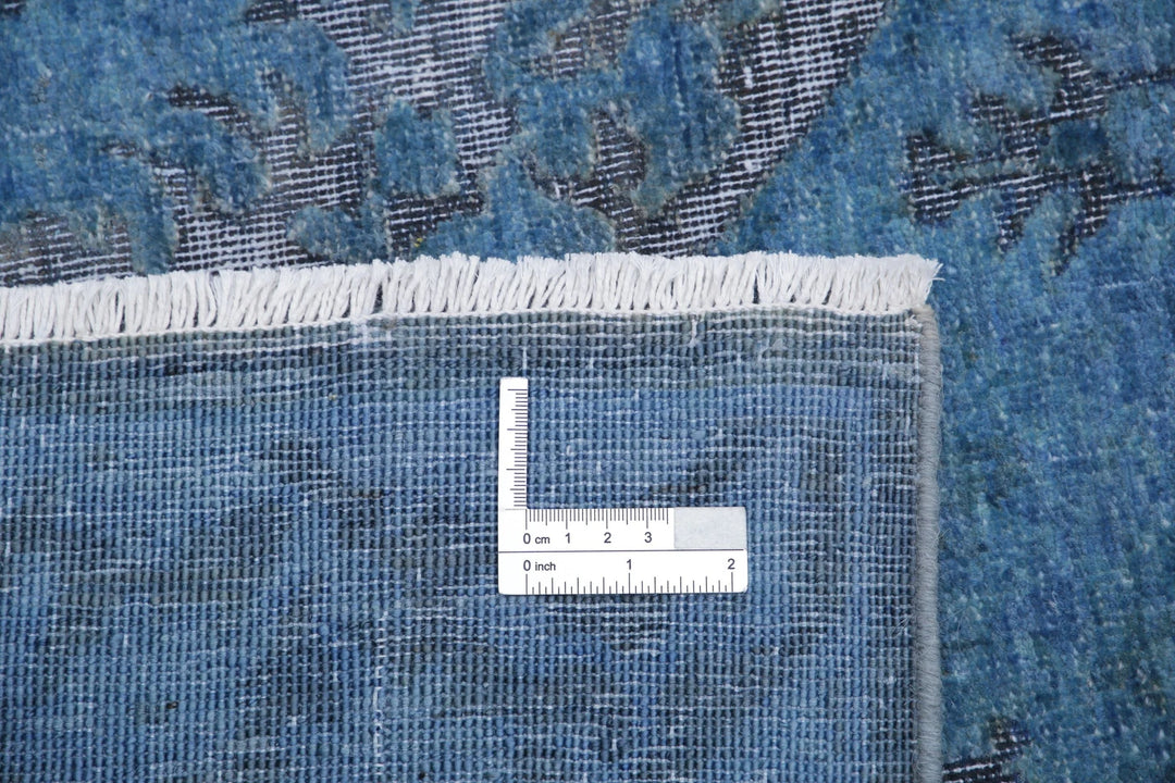 Blue Afghan Oriental Rug 7' 8" x 9' 5" Hand-Knotted | No. AT58313