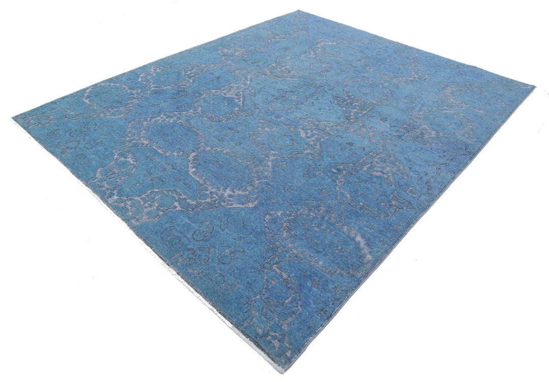 Blue Afghan Oriental Rug 7' 8" x 9' 5" Hand-Knotted | No. AT58313