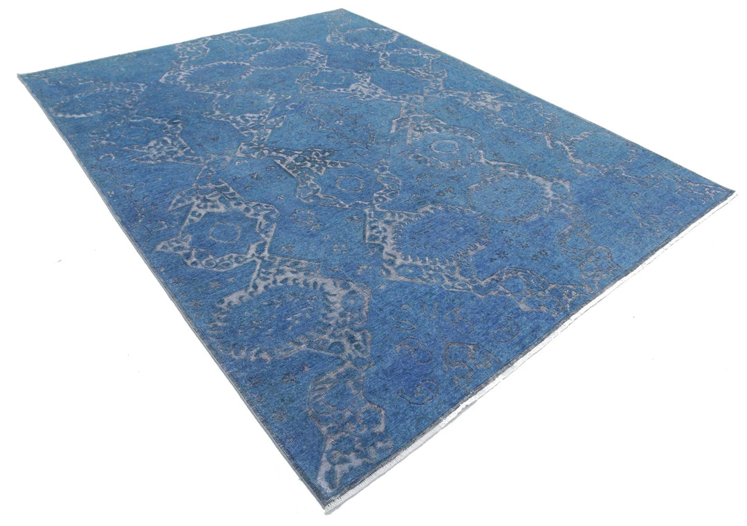 Blue Afghan Oriental Rug 7' 8" x 9' 5" Hand-Knotted | No. AT58313