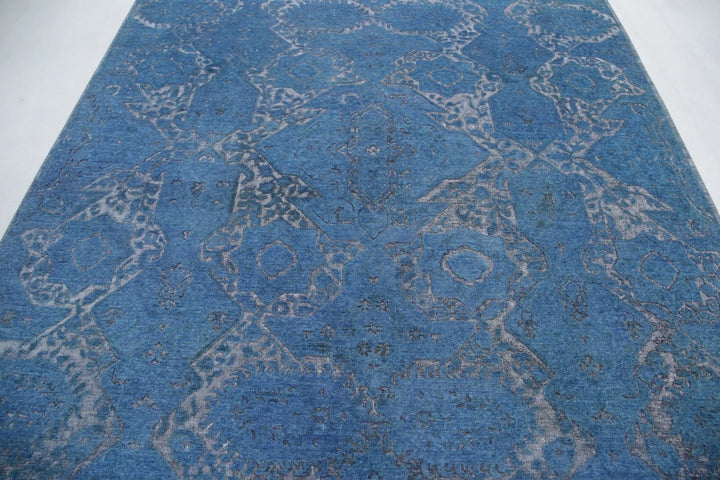 Blue Afghan Oriental Rug 7' 8" x 9' 5" Hand-Knotted | No. AT58313