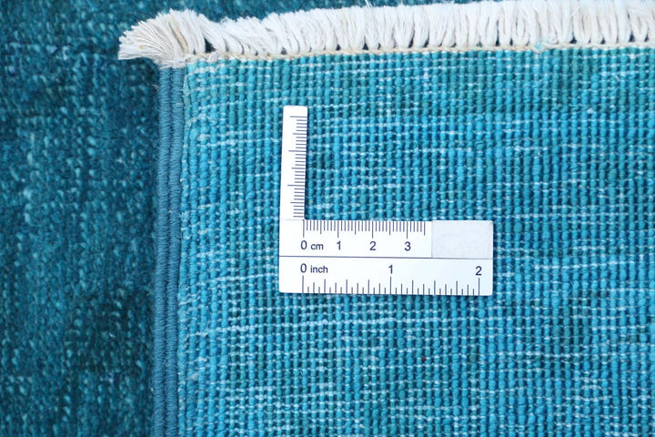 Teal Afghan Overdye Rug 5' 5" x 7' 6" Hand-Knotted | No. AT58337