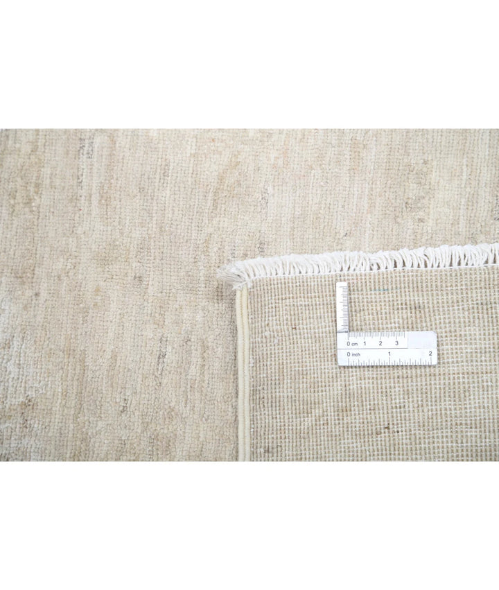 Ivory Afghan Tabriz Rug 8' 2" x 9' 10" Hand-Knotted | No. AT58375